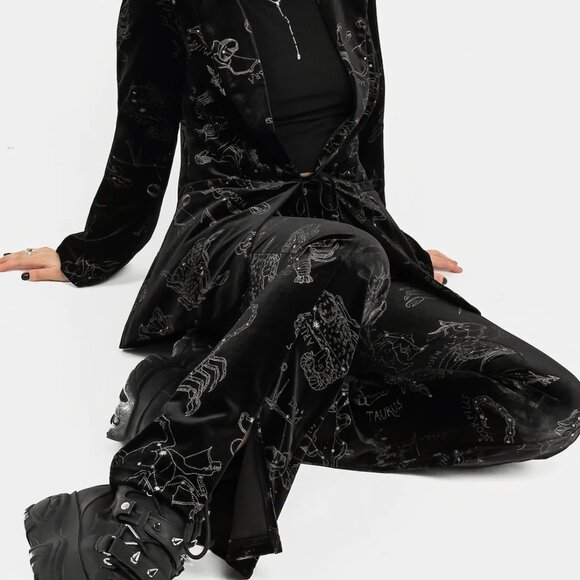 Disturbia Zodiac Print Split Flare Trousers | NWOT  size US 10 - Picture 7 of 10